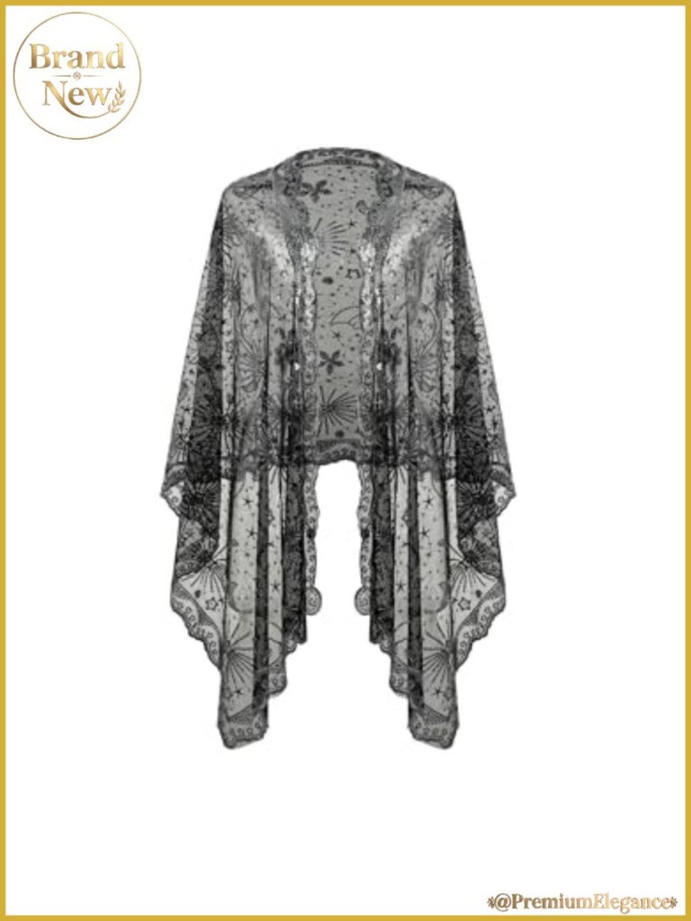 1920s Shawl Wrap Sequin Evening Cape for Women One Size